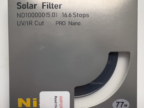 New Solar Eclipse Filter 77 mm, NiSi Solar Filter Pro Nano UV/IR Cut ND100000  16.5-Stop)