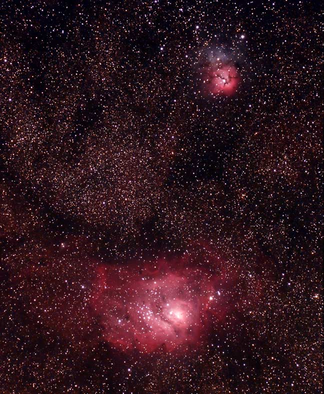 Lagoon and Trifid nebulae