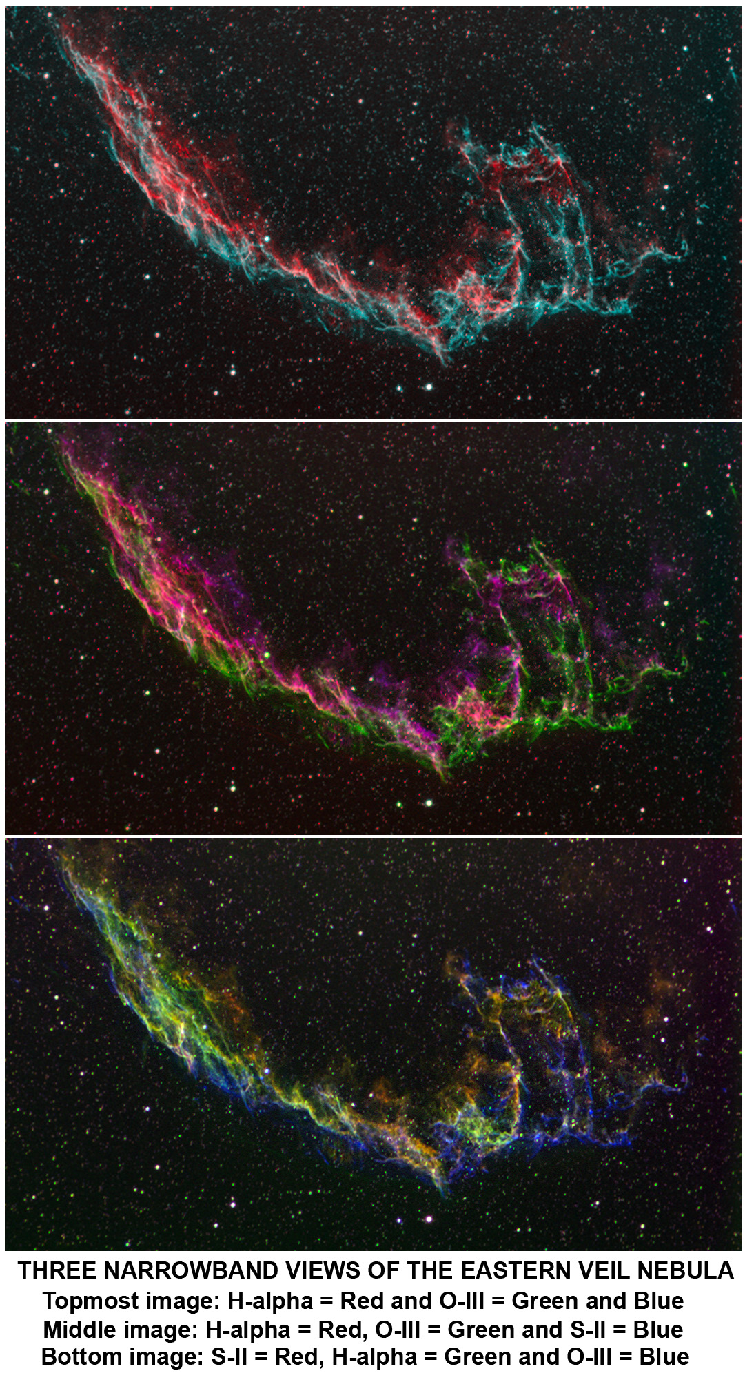 NGC6992 in Narrowband Flase Color Schemes