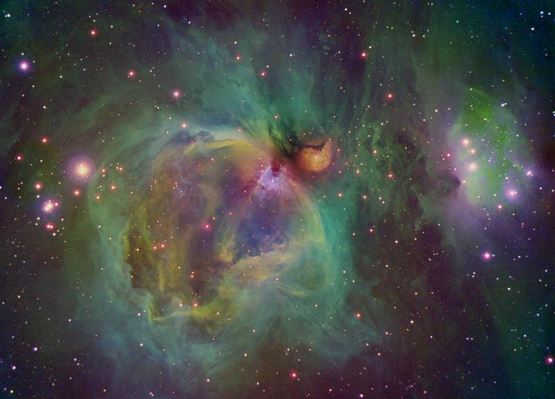 Orion and Running Man in Hubble Colors