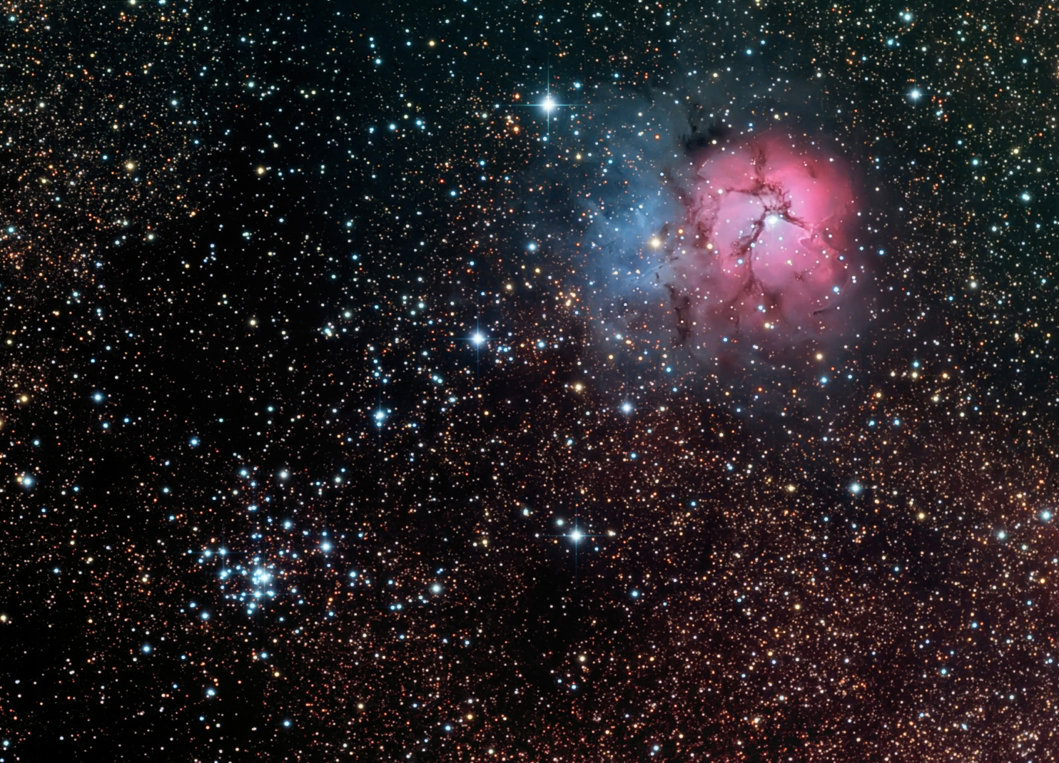 M20 (Trifid Nebula) and M21