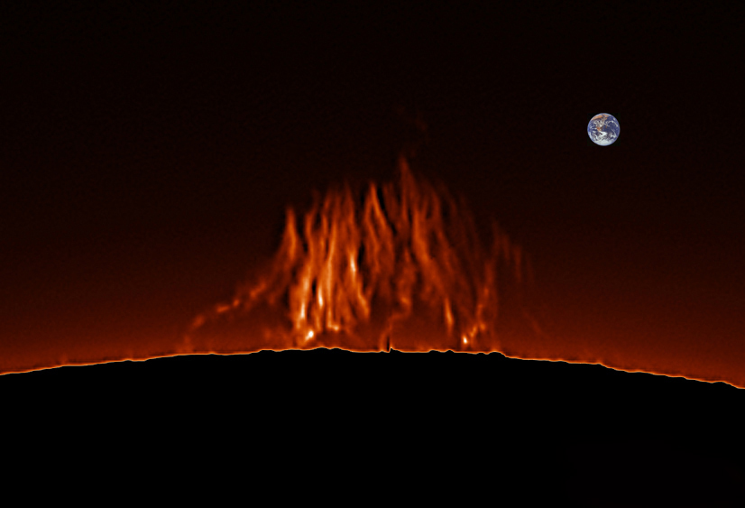 Prominence compared to earth