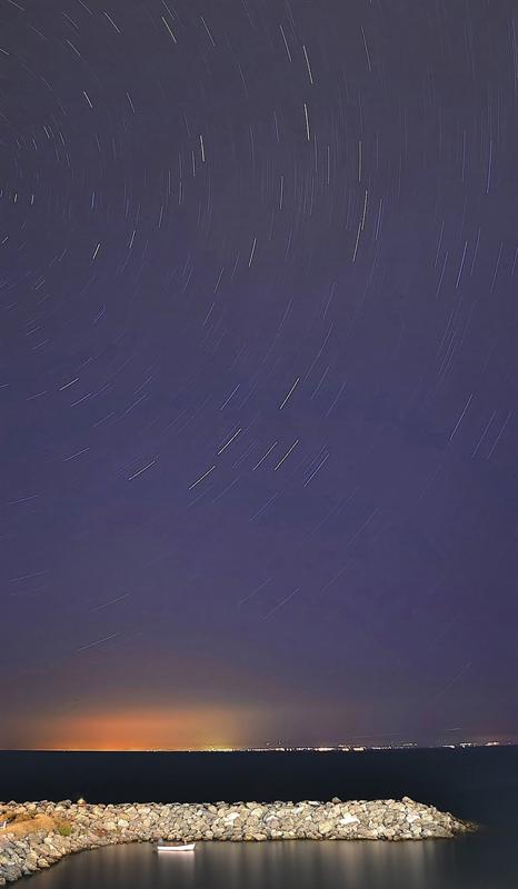 star trails over thermaikos gulf image
