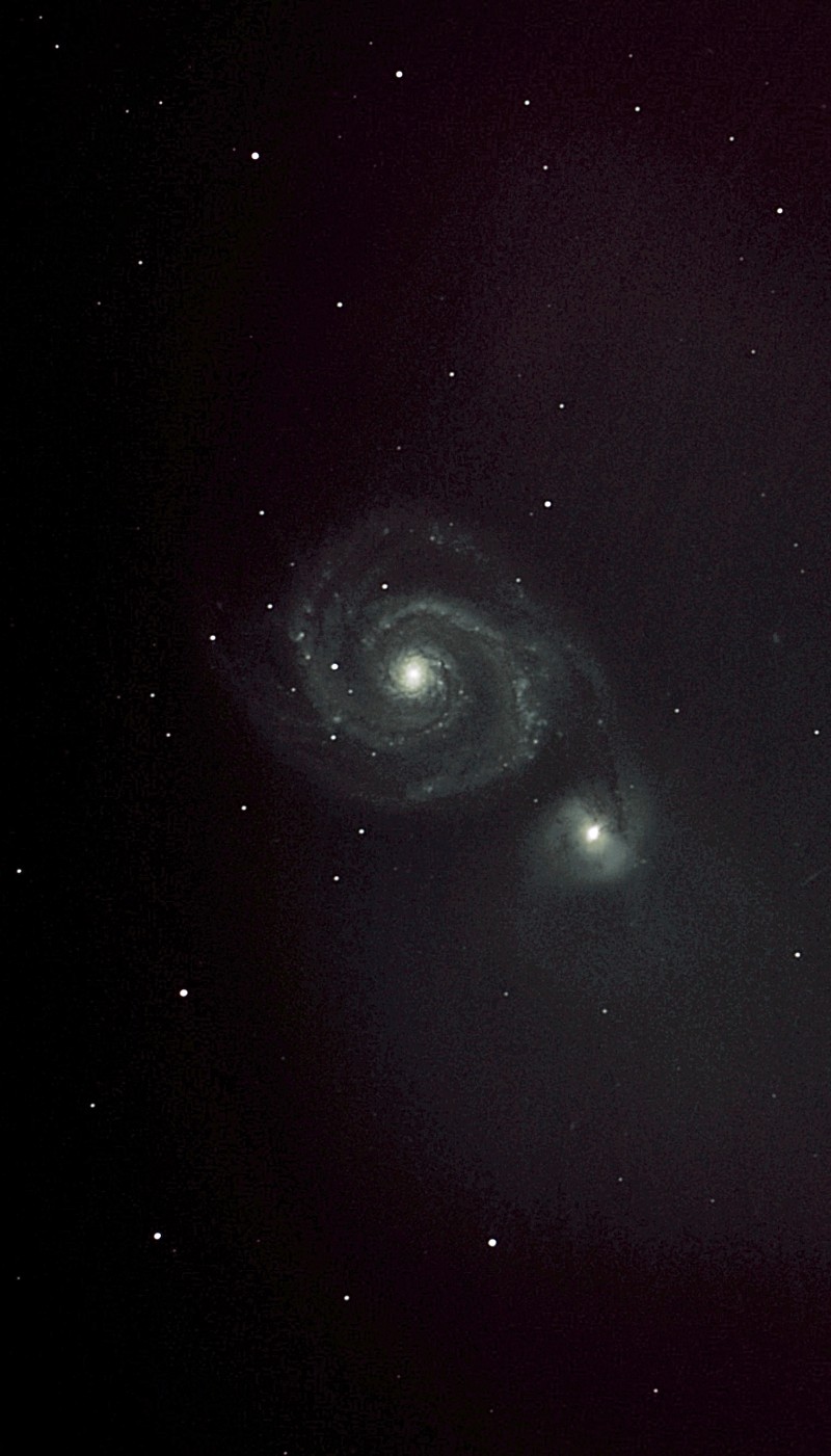 Whirlpool Galaxy m51 on a Full Moon Night: Adjusted