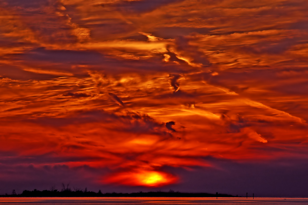 Sunset Clouds at Bunces Pass, Ft. DeSoto, Florida