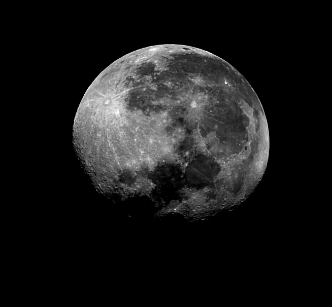 gibbous moon in H-alpha light