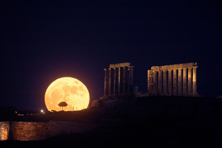 Solstice Full Moon Rising at Sounion