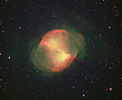 M27 in Ha/OIII/Blue