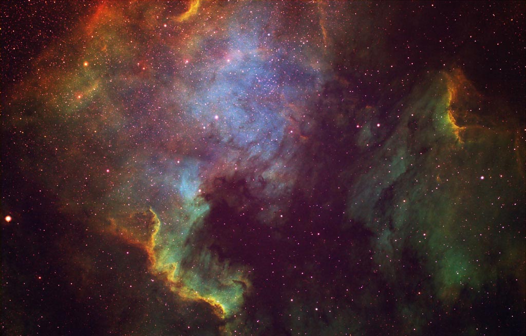 NGC7000 + Pelican area in [SII], Ha, [OIII]