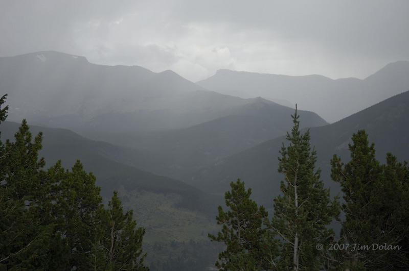 Rain shrouded mountains
