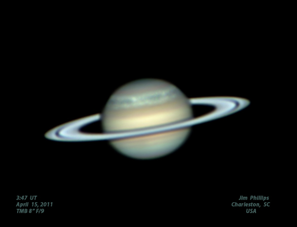 Saturn with Storm. April 15, 2011