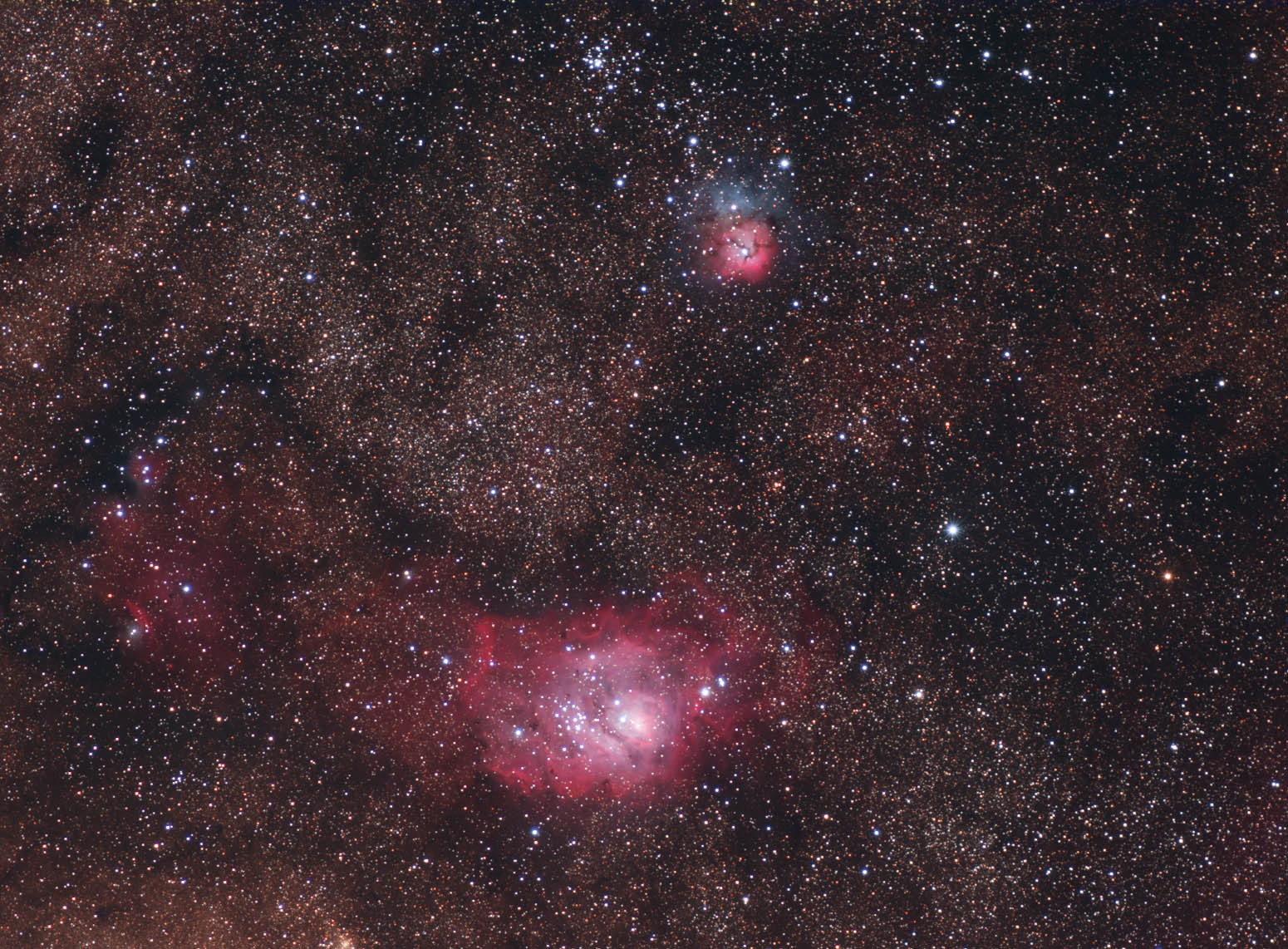 Lagoon and Trifid Nebula