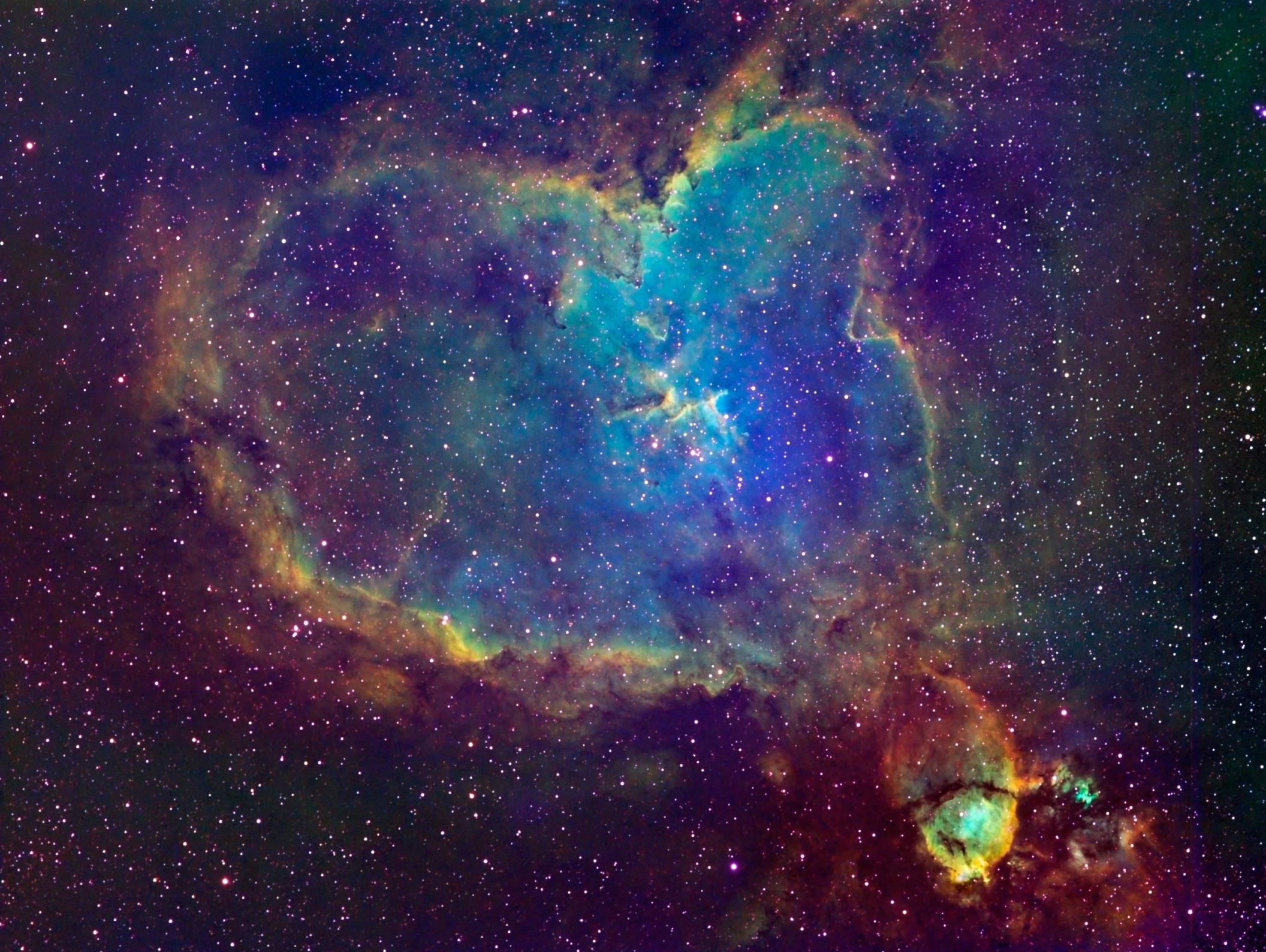 The Heart Nebula in Narrow-Band mapped color