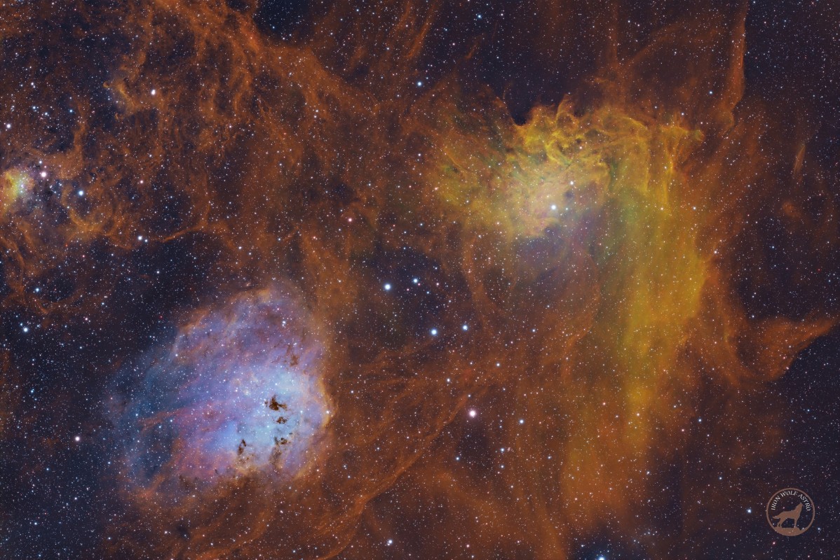 Spider and Flaming Star Nebula IC417 , IC405 in SHO