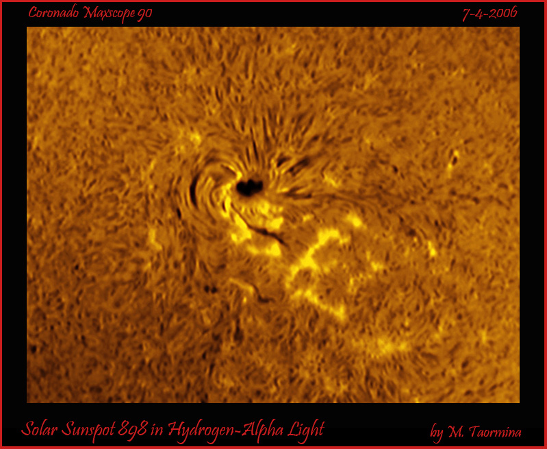 Sunpot 898 in H-alpha Light