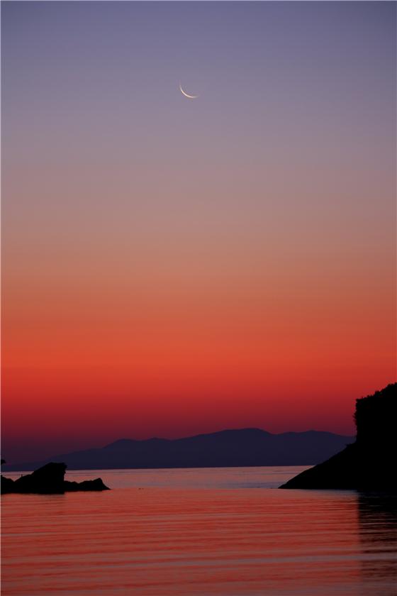 Old Moon at sunset