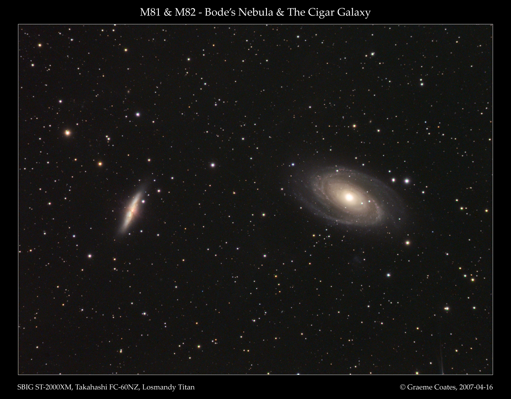 Bodes Galaxy and The Cigar (M81, M82)