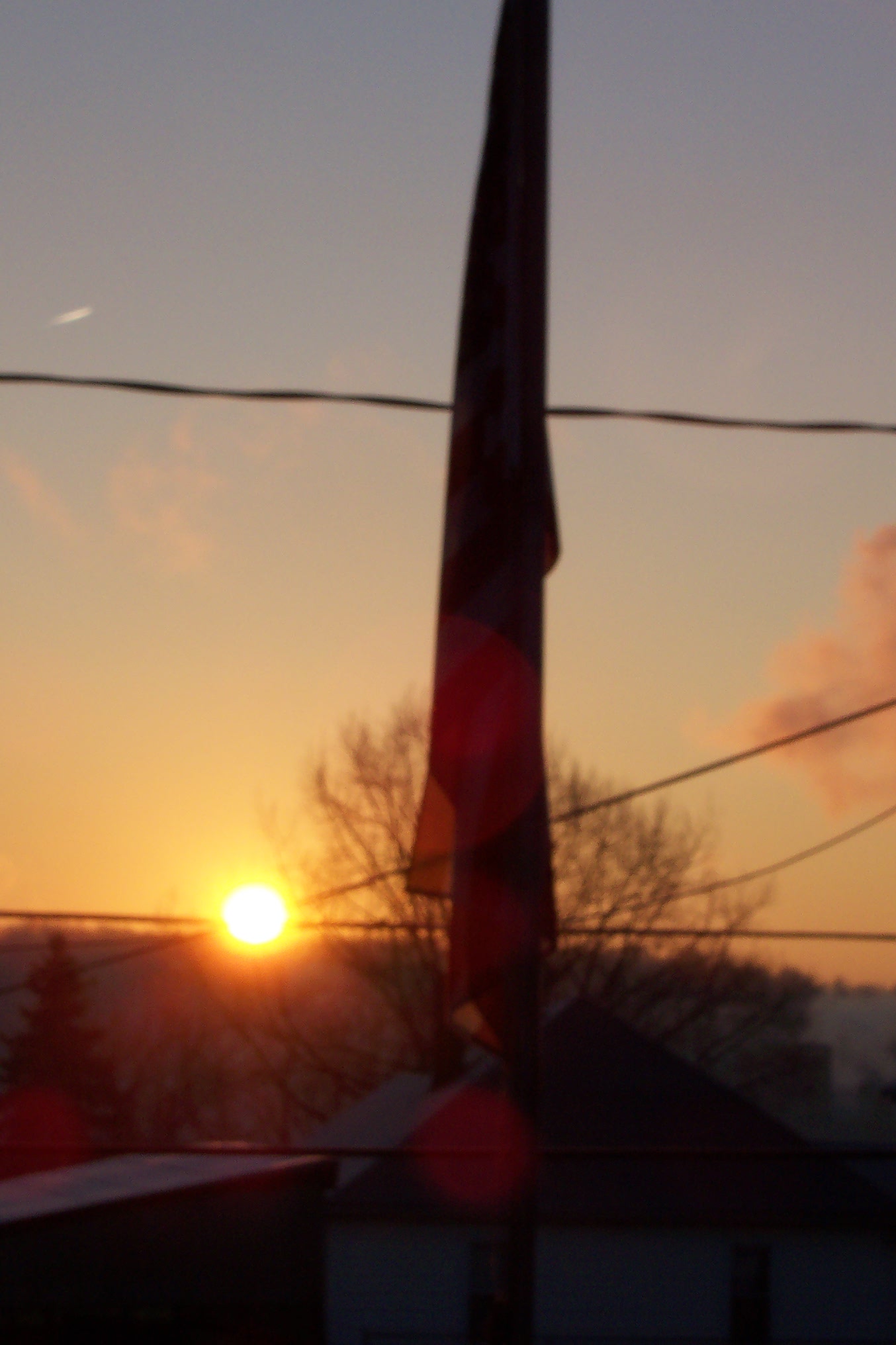 The American Flag and a Sunrise