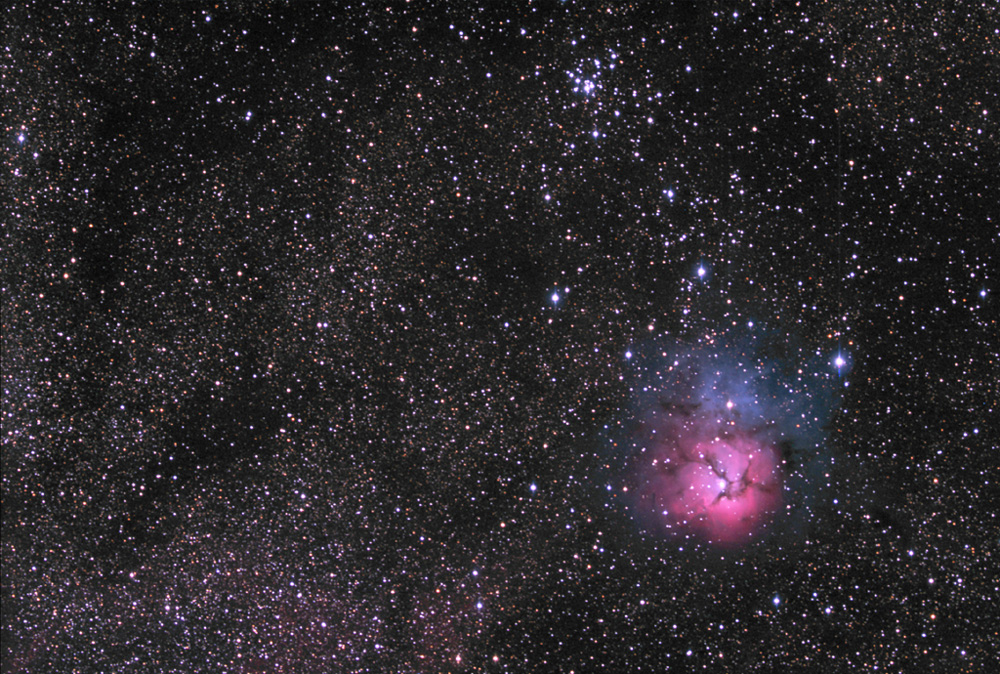 M20 Trifid Nebula and M21 open cluster